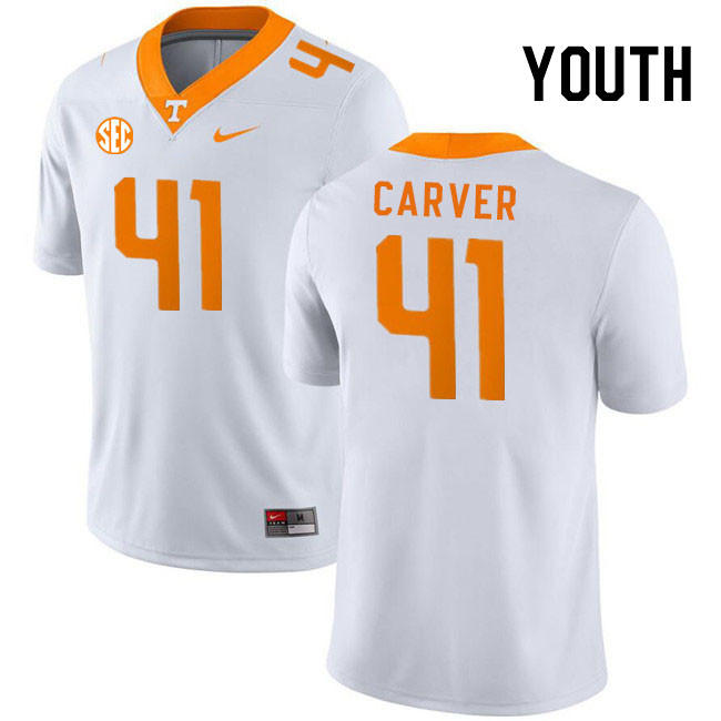 Youth #41 JT Carver Tennessee Volunteers College Football Jerseys Stitched Sale-White